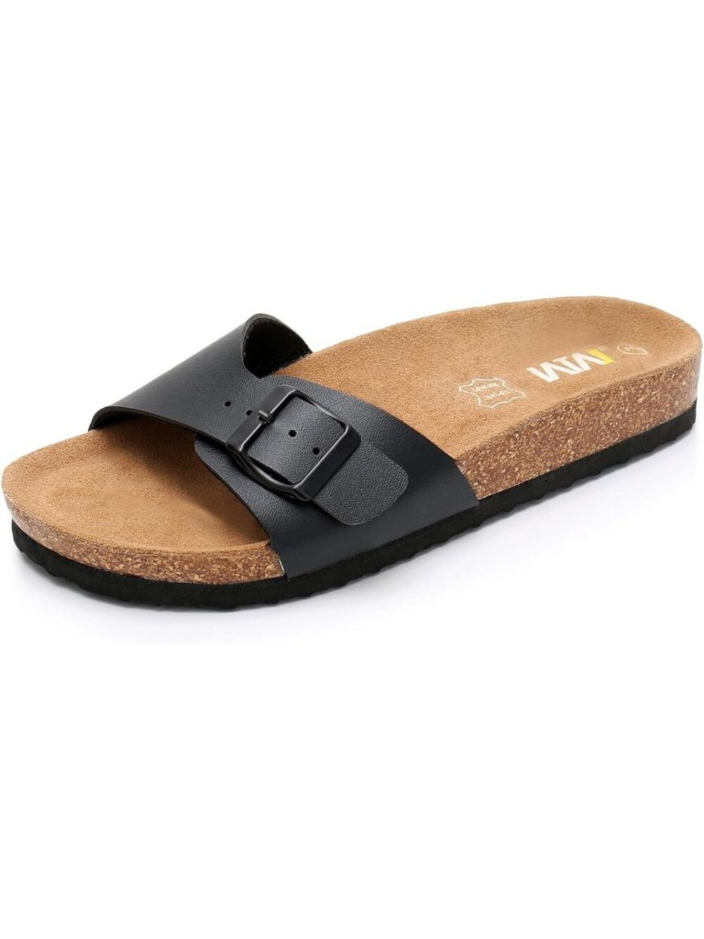 Women's Charcoal Cork Sandals Slide Sandals with Adjustable Strap Buckle